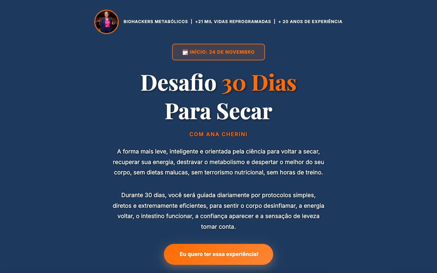 Landing page desenvolvida pela DAG para Ana Cherini