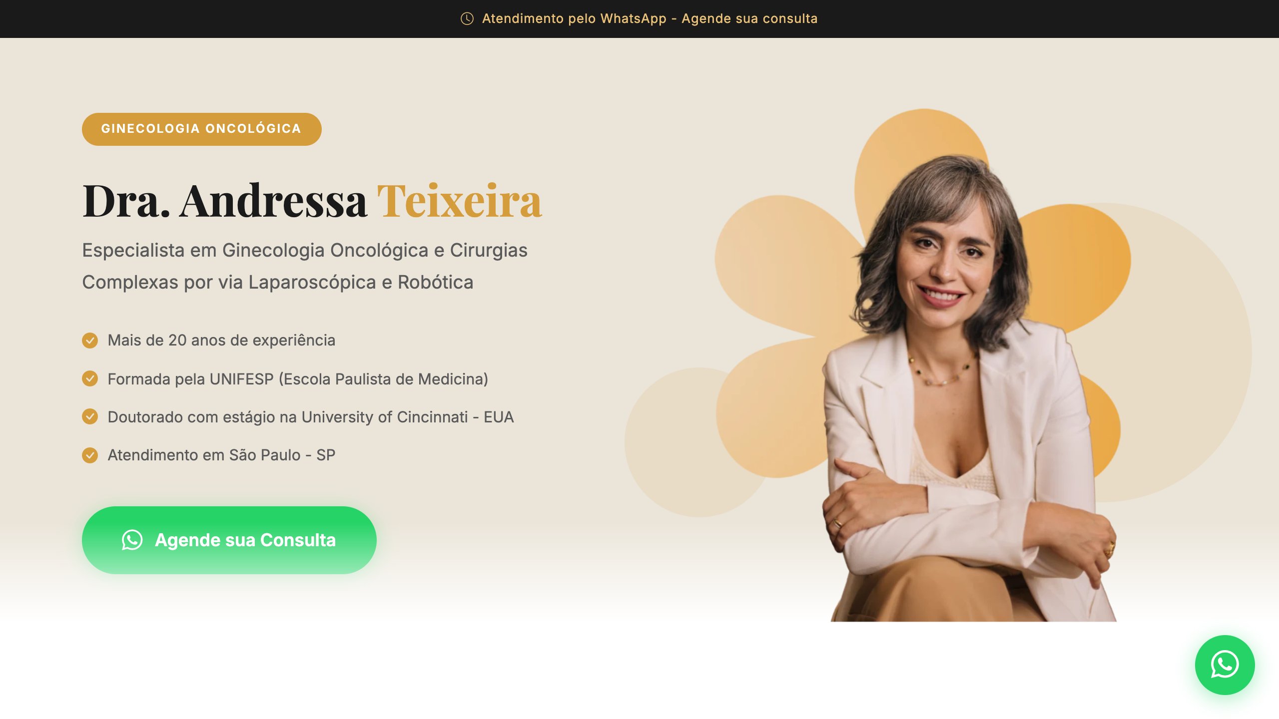 Landing page de captação da Dra. Andressa Teixeira