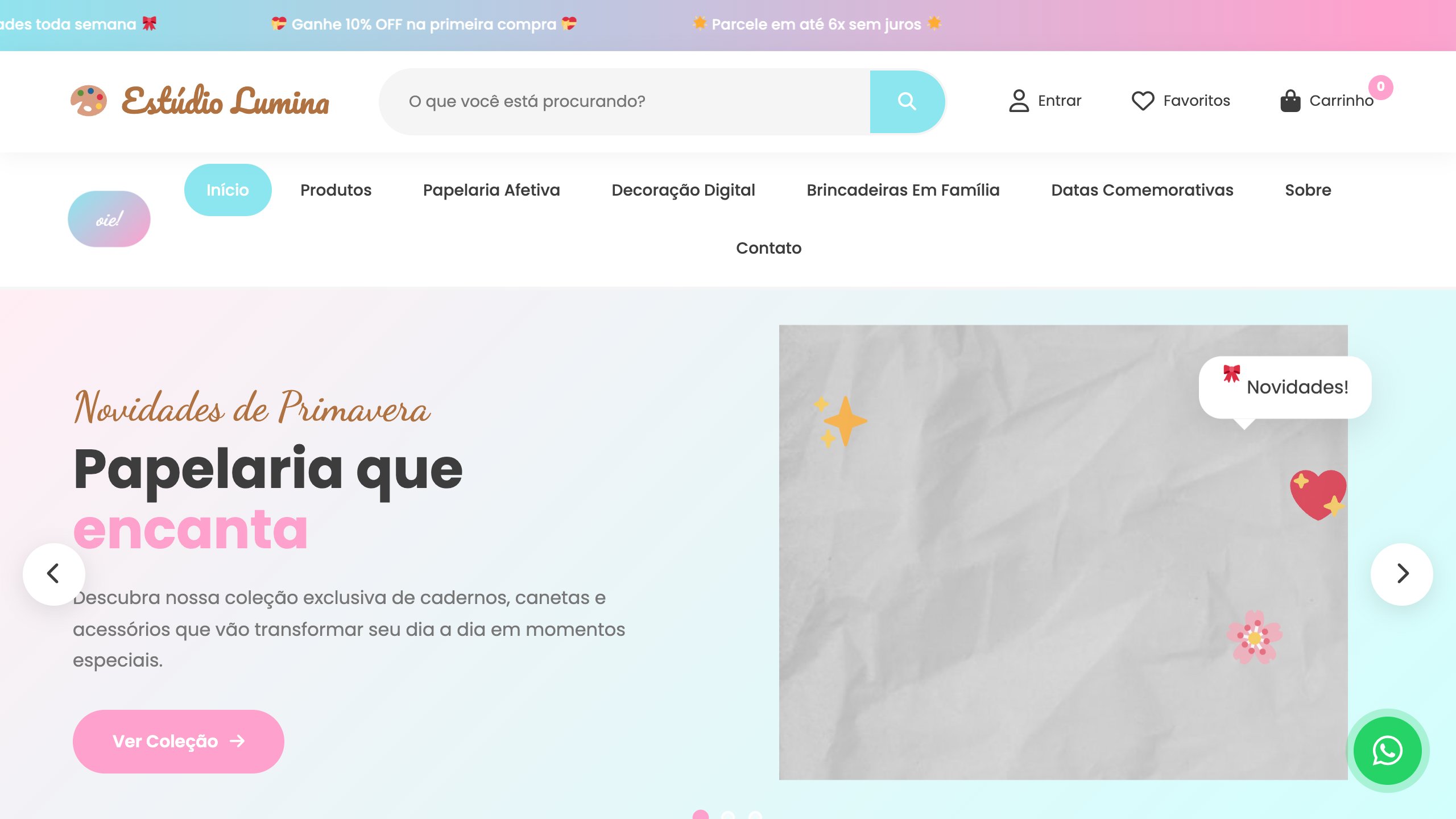 E-commerce do Estúdio Lumina Ideias