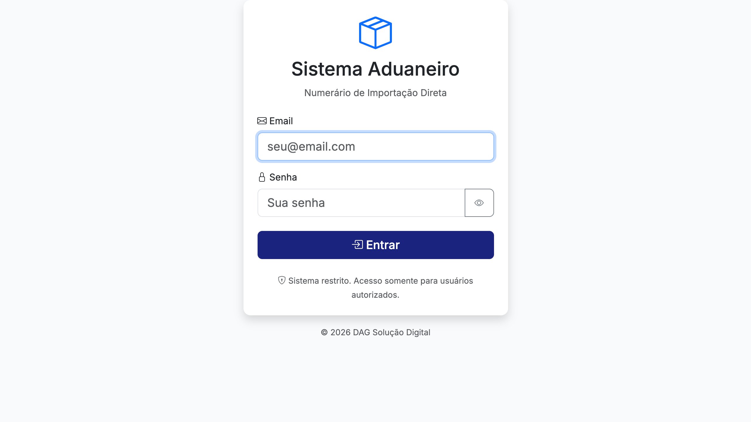 Sistema aduaneiro sob medida desenvolvido pela DAG